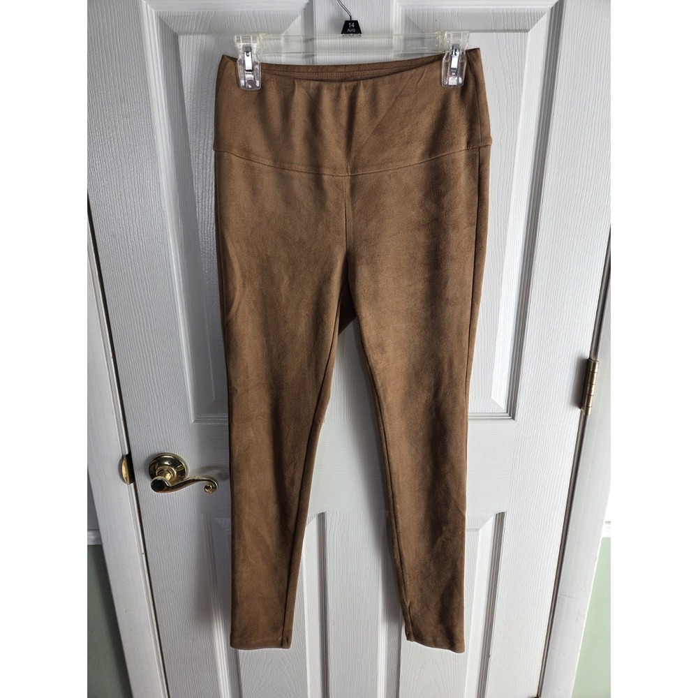 J. McLaughlin Faux Suede Leggings Camel Brown High Waisted Pull On Pants Small